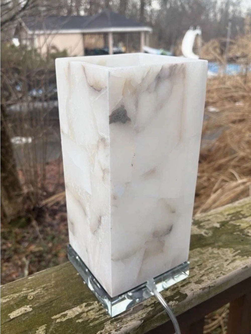 Onyx Lamp 7 Lb Stone Table Lamp / Onyx Light / Alabaster Lamp Damaged Read New